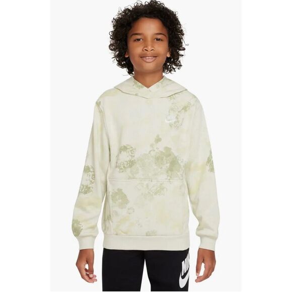 Nike Kids Club French Terry Marbled Green Hoodie Size Large New - Picture 1 of 5